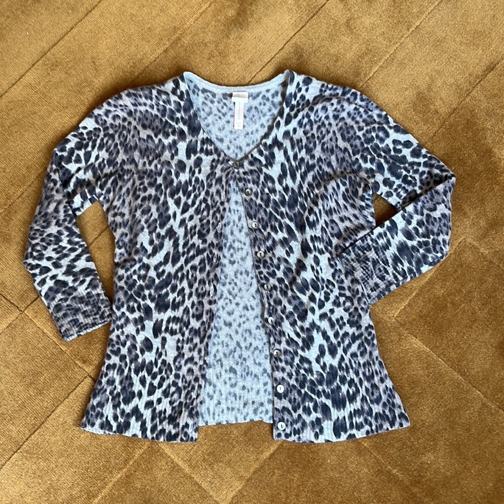 AQUA, cardigan in leopard print, 100% cashmere, XS